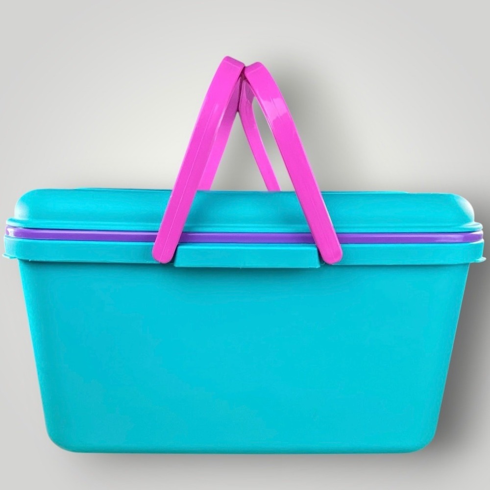 CraftStor Sewing Craft 20" Storage Organizer PLUS 4 Inserts Teal Pink 1980s 90s